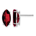 14k White Gold 10x5mm Marquise Garnet Post Earrings