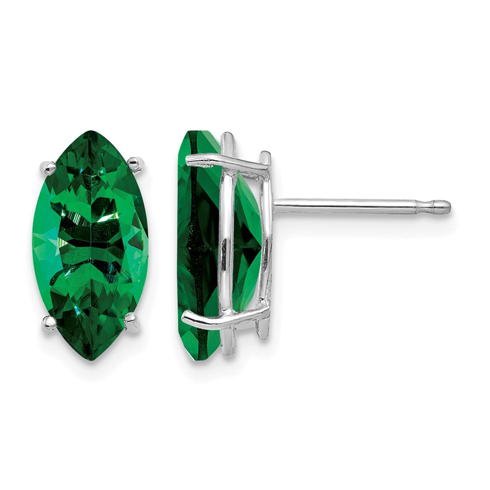 14k White Gold 10x5mm Marquise Mount St. Helens Post Earrings