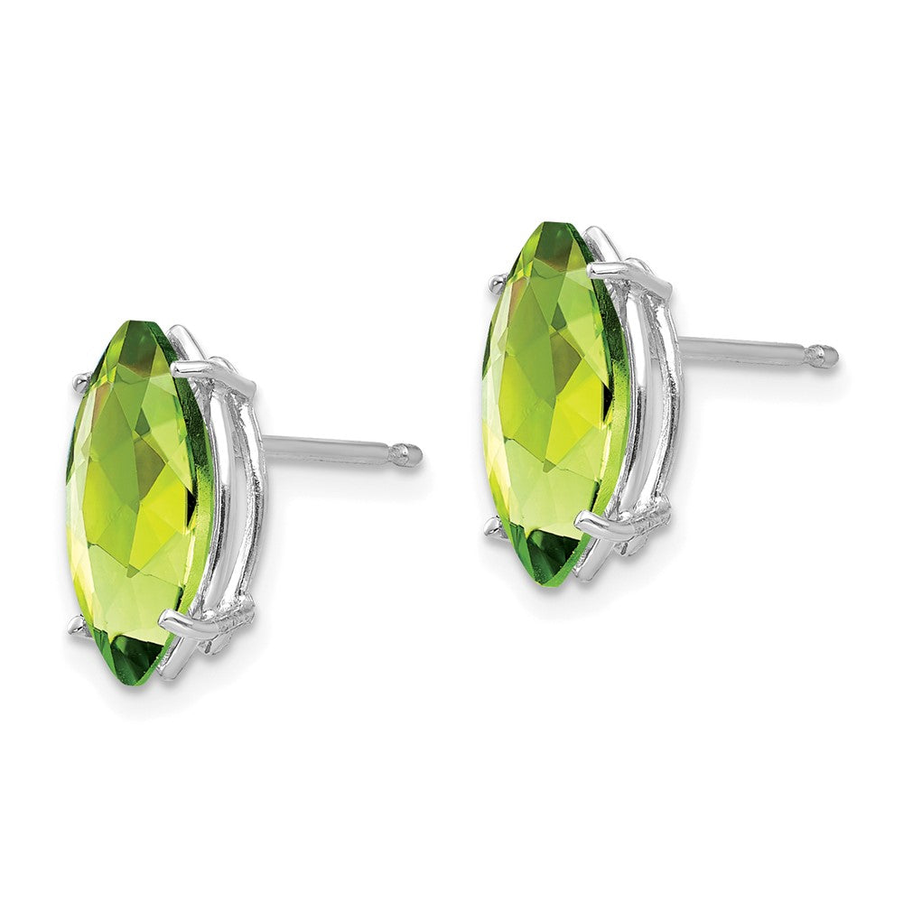 14k White Gold 10x5mm Marquise Peridot Post Earrings