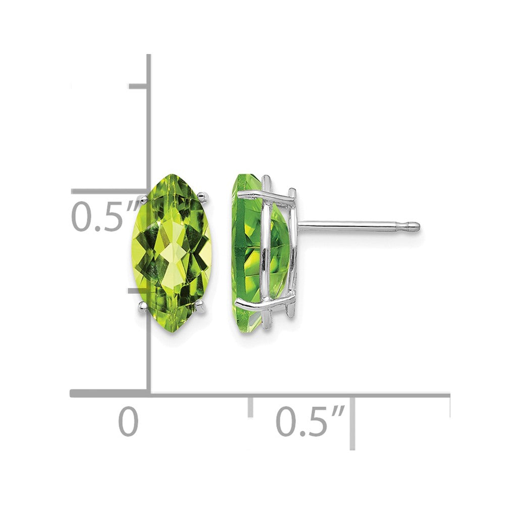 14k White Gold 10x5mm Marquise Peridot Post Earrings