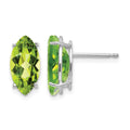14k White Gold 10x5mm Marquise Peridot Post Earrings