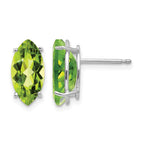 14k White Gold 10x5mm Marquise Peridot Post Earrings