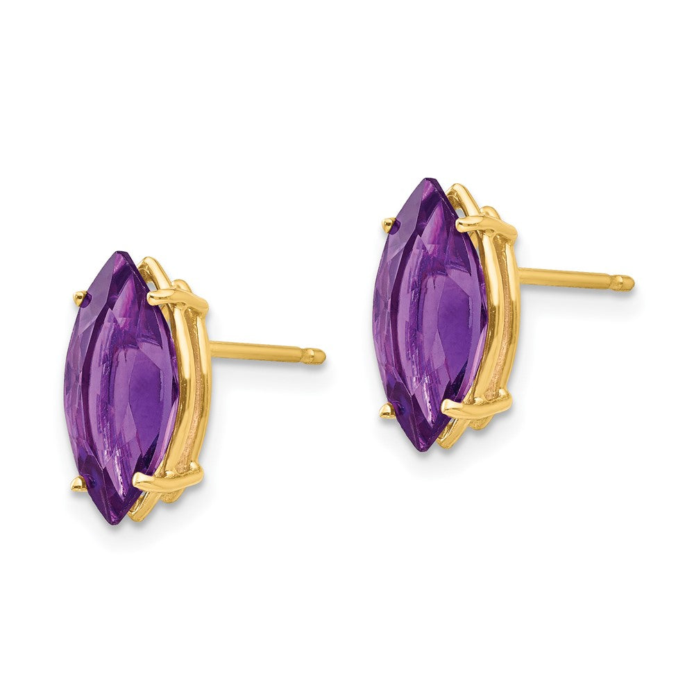 14k 12x6mm Marquise Amethyst Post Earrings