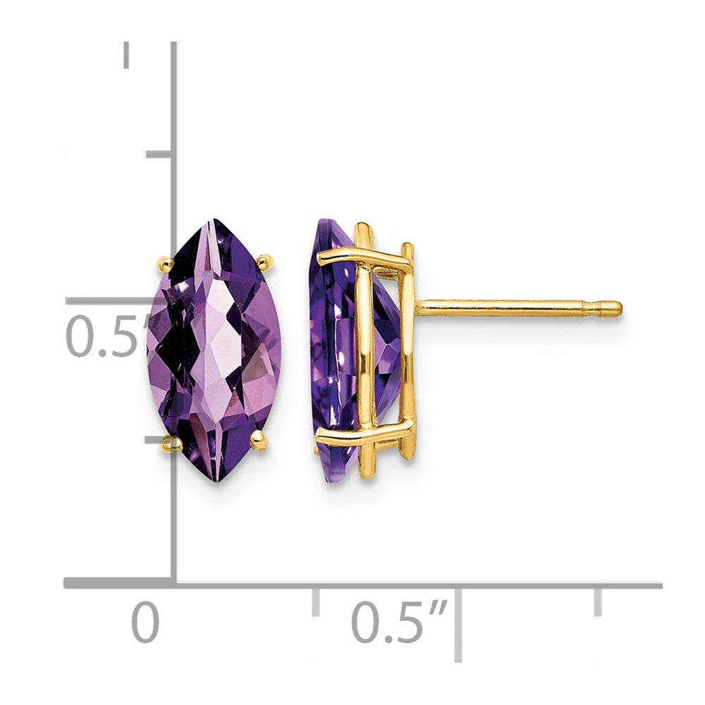 14k 12x6mm Marquise Amethyst Post Earrings