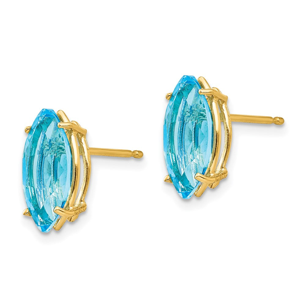 14k 12x6mm Marquise Blue Topaz Post Earrings