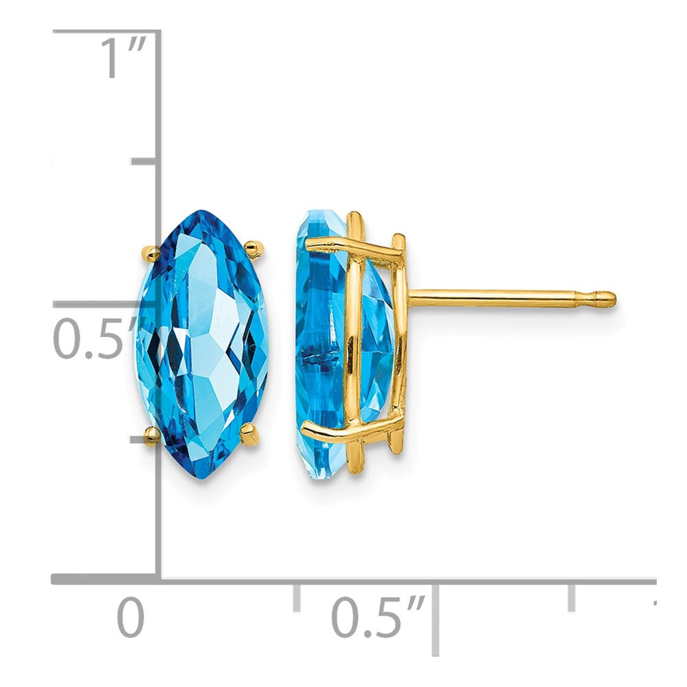14k 12x6mm Marquise Blue Topaz Post Earrings