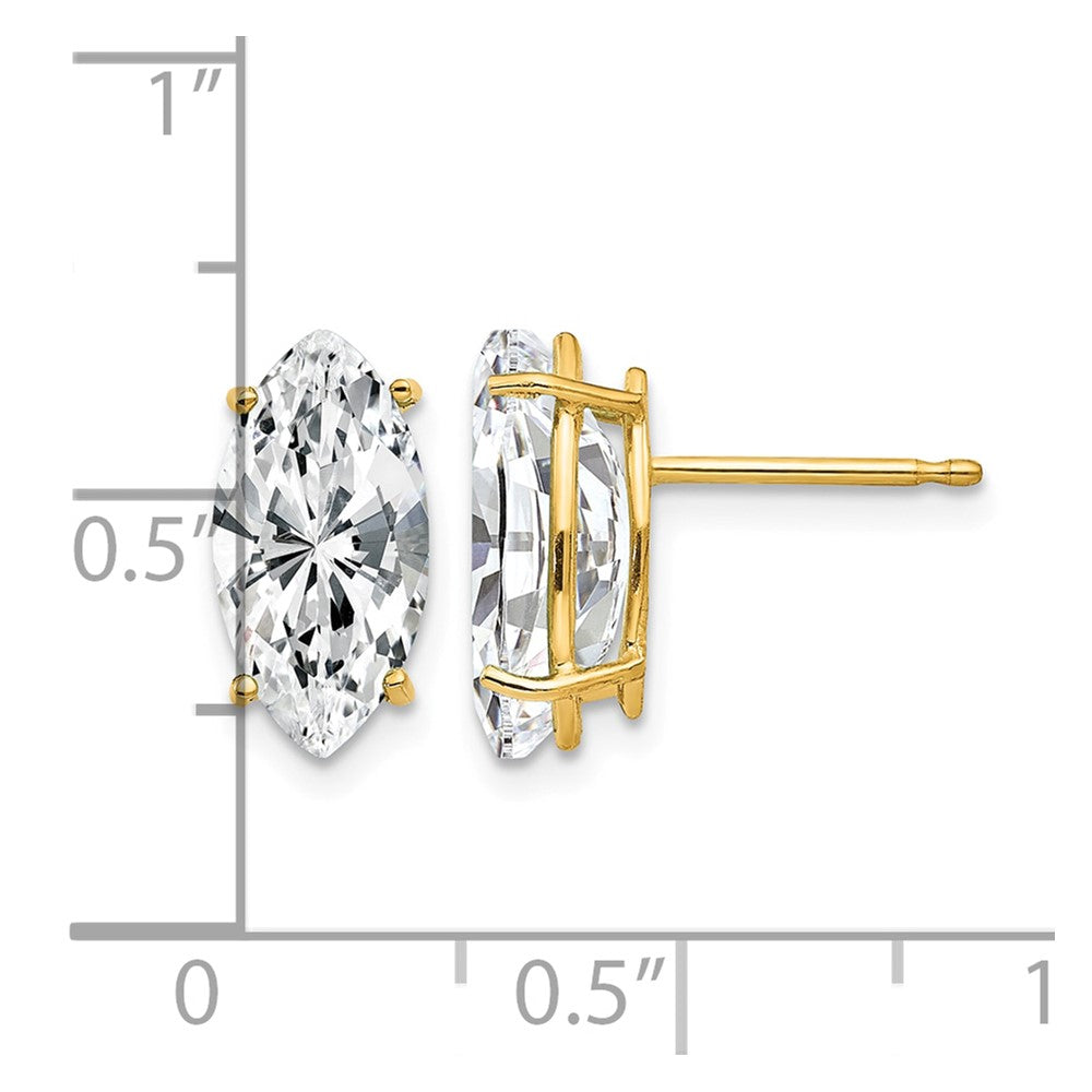 14k 12x6mm Marquise Cubic Zirconia Post Earrings