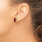 14k 12x6mm Marquise Garnet Post Earrings