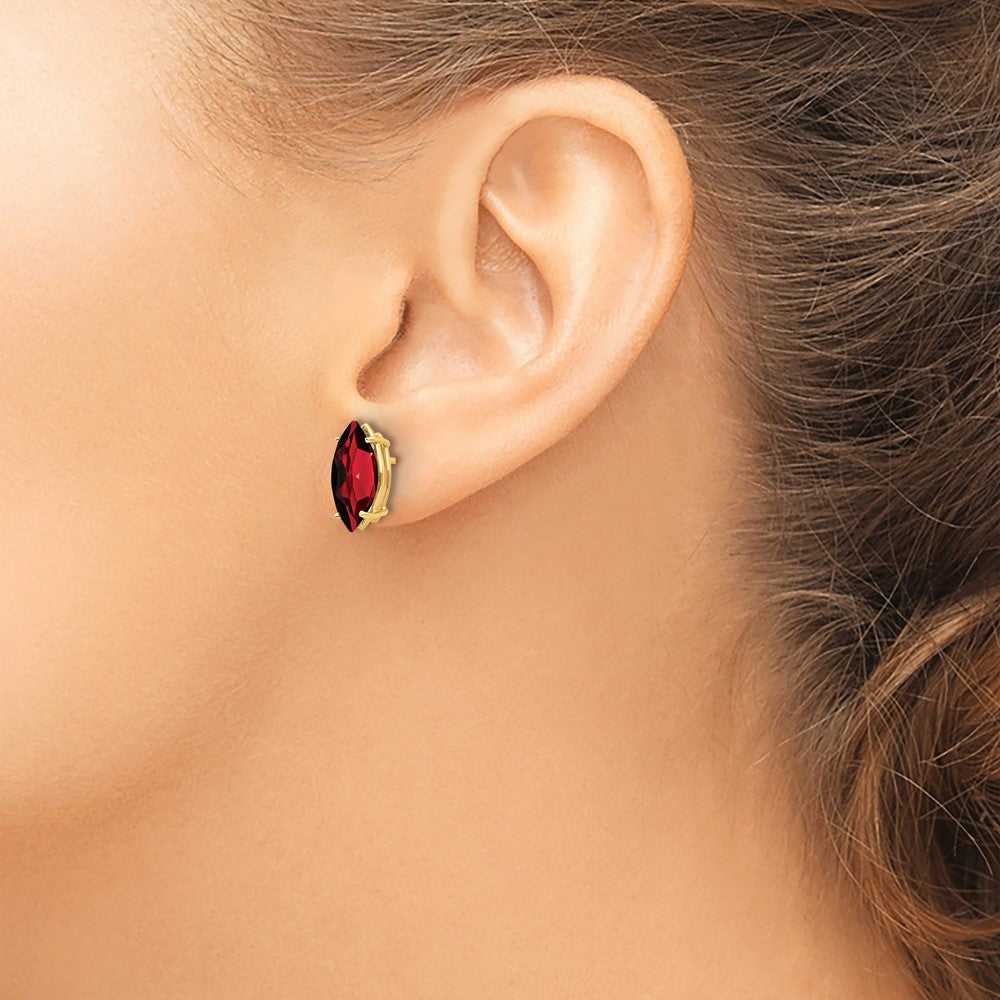 14k 12x6mm Marquise Garnet Post Earrings