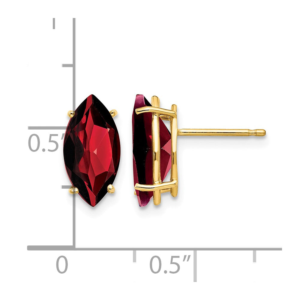 14k 12x6mm Marquise Garnet Post Earrings
