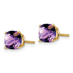 14k 6mm Cushion Amethyst Checkerboard Post Earrings
