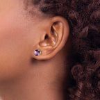 14k 6mm Cushion Amethyst Checkerboard Post Earrings
