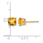 14k 6mm Cushion Citrine Checkerboard Post Earrings