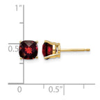 14k 6mm Cushion Garnet Checkerboard Post Earrings