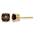 14k 6mm Cushion Smoky Quartz Post Earrings
