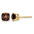 14k 6mm Cushion Smoky Quartz Post Earrings
