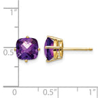 14k 7mm Cushion Amethyst Checkerboard Post Earrings