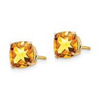 14k 7mm Cushion Citrine Checkerboard Post Earrings
