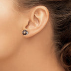 14k White Gold 7mm Cushion Smoky Quartz Post Earrings
