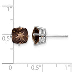 14k White Gold 7mm Cushion Smoky Quartz Post Earrings