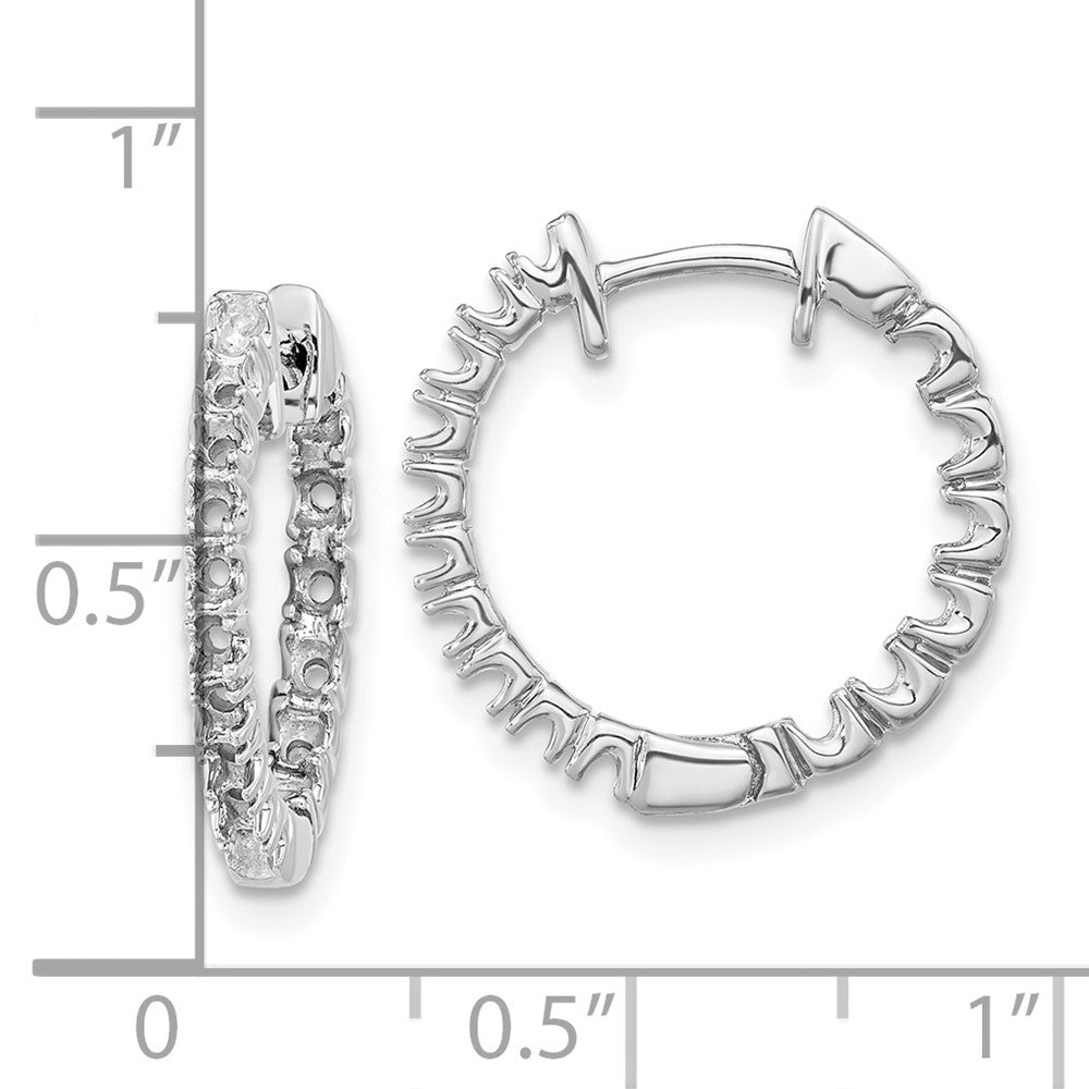 14k White Gold 5/8 carat A Diamond In/Out Hinged Hoop Earrings