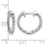 14k White Gold 5/8 carat AAA Diamond In/Out Hinged Hoop Earrings