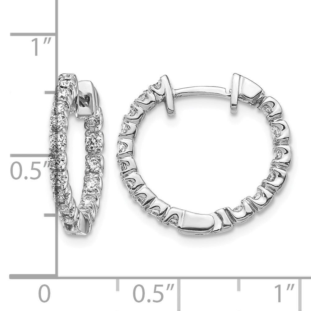 14k White Gold 5/8 carat A Diamond In/Out Hinged Hoop Earrings