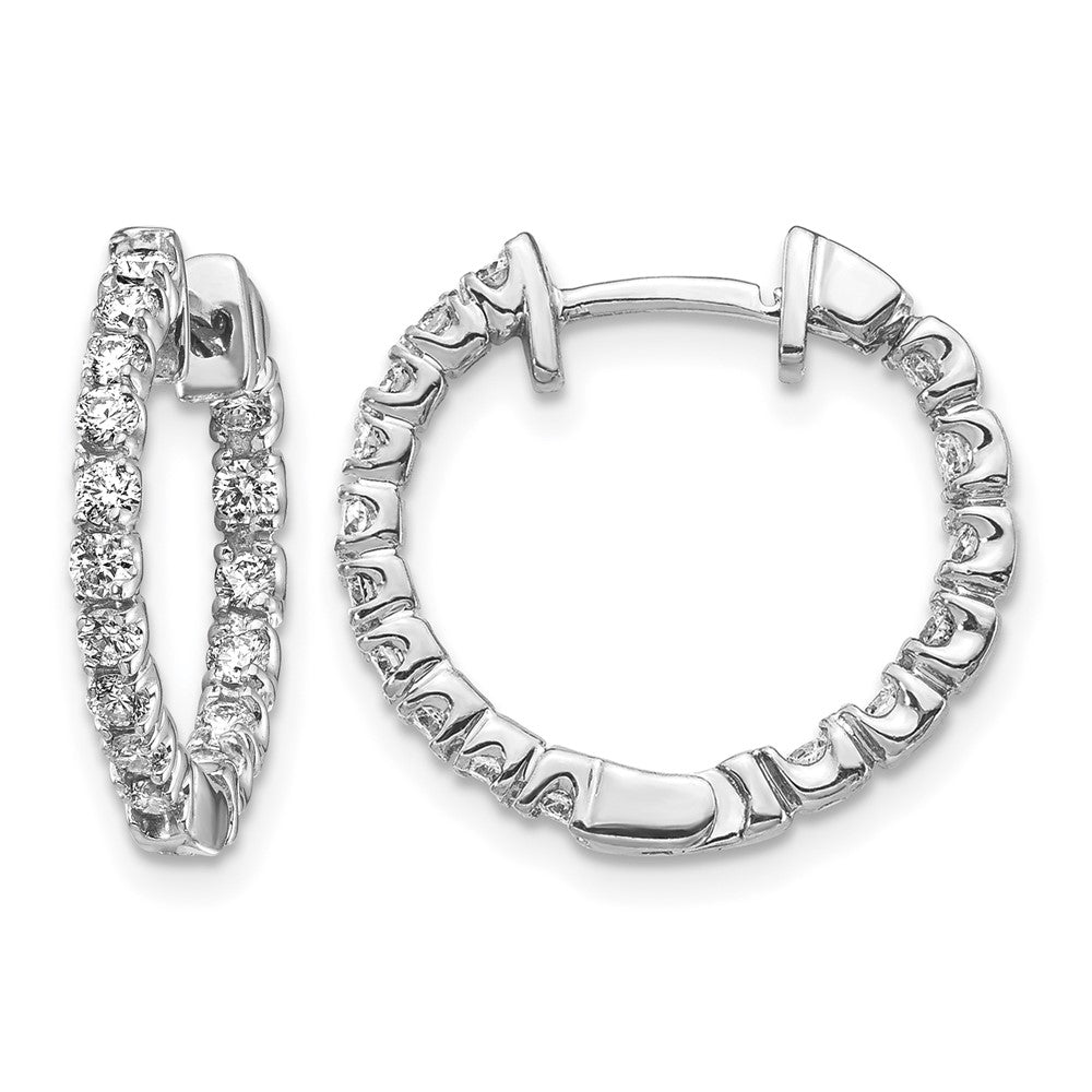 14k White Gold 5/8 carat VS Diamond In/Out Hinged Hoop Earrings