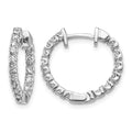 14k White Gold 5/8 carat A Diamond In/Out Hinged Hoop Earrings