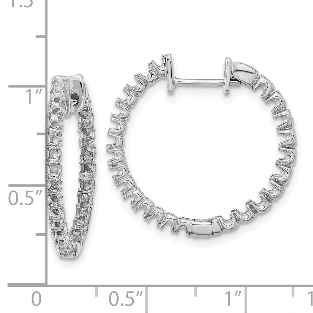14k White Gold 1.4 carat AAA Diamond In/Out Hinged Hoop Earrings