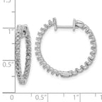 14k White Gold 1.4 carat AAA Diamond In/Out Hinged Hoop Earrings
