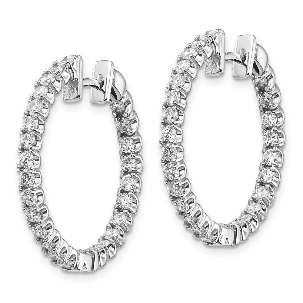 14k White Gold 1.4 carat AAA Diamond In/Out Hinged Hoop Earrings
