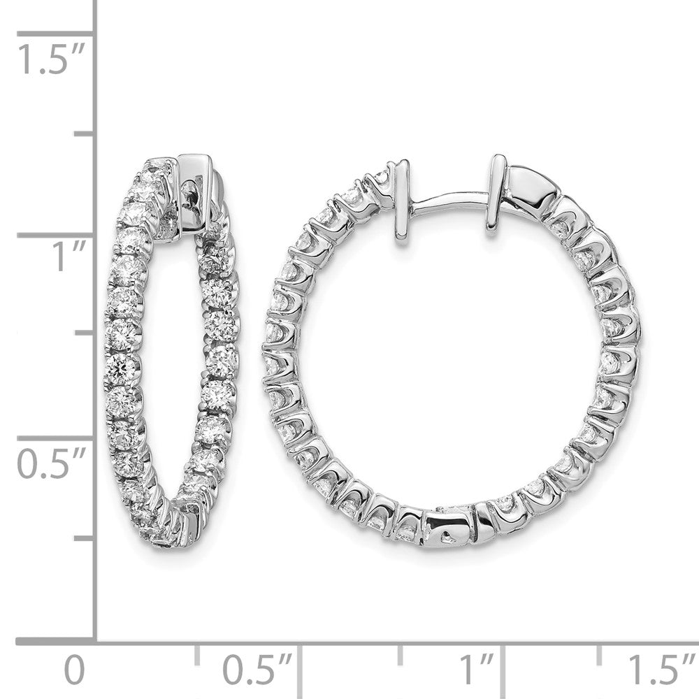14k White Gold 1.4 carat AA Diamond In/Out Hinged Hoop Earrings