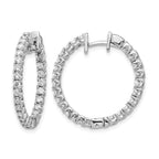 14k White Gold 1.4 carat AAA Diamond In/Out Hinged Hoop Earrings