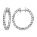 14k White Gold 1.4 carat AA Diamond In/Out Hinged Hoop Earrings