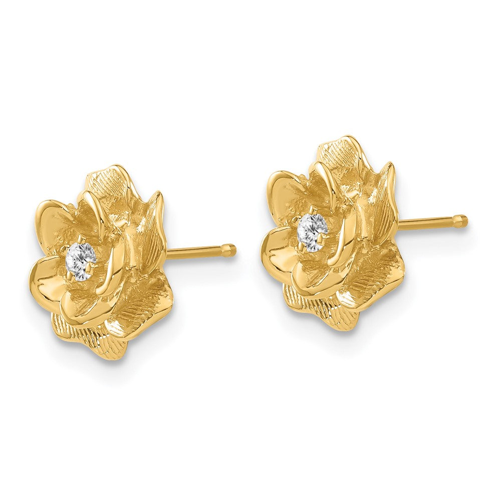 14k VS Quality 1/15 carat Diamond Flower Post Earrings