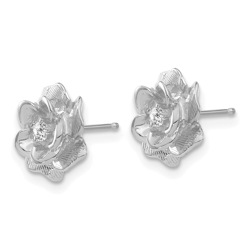 14k White Gold AA Quality 1/15 carat Diamond Flower Post Earrings