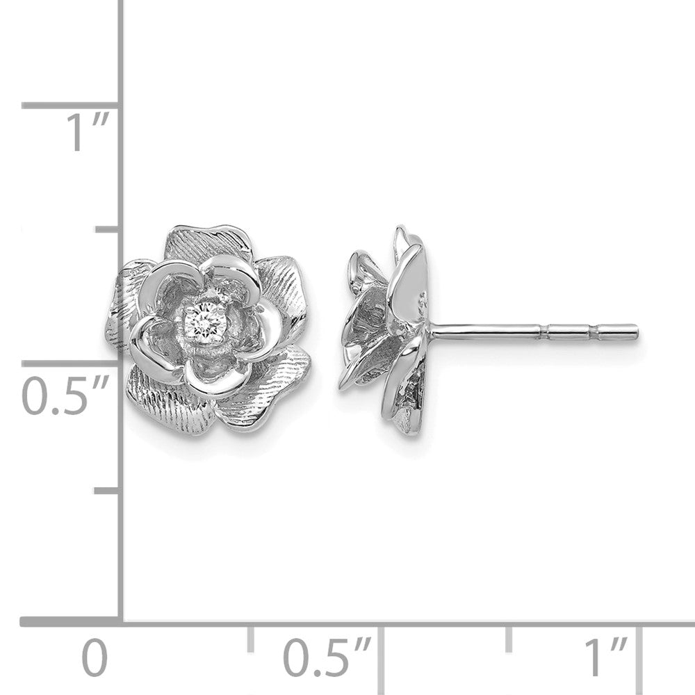 14k White Gold VS Quality 1/15 carat Diamond Flower Post Earrings