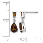 14k White Gold Pear/Baguette Smoky Quartz Dangle Post Earrings