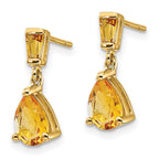 14k Pear/Baguette Citrine Dangle Post Earrings