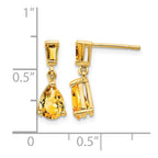 14k Pear/Baguette Citrine Dangle Post Earrings