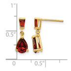 14k Pear/Baguette Garnet Dangle Post Earrings