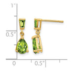 14k Pear/Baguette Peridot Dangle Post Earrings