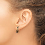 14k Pear/Baguette Smoky Quartz Dangle Post Earrings