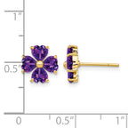 14k Heart-shaped Amethyst Flower Post Earrings