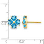 14k Heart-shaped Swiss Blue Topaz Flower Post Earrings