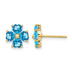 14k Heart-shaped Swiss Blue Topaz Flower Post Earrings