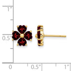 14k Heart-shaped Garnet Flower Post Earrings