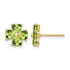 14k Heart-shaped Peridot Flower Post Earrings