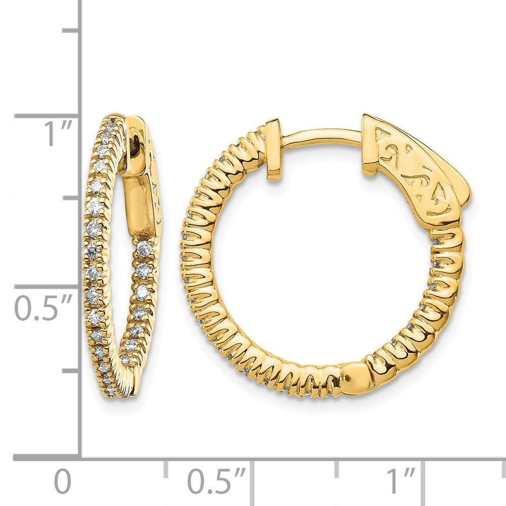 14k 3/8 carat Lab Grown Diamond VS/SI+ G+ Round In and Out Safety Clasp Hoop Earrings